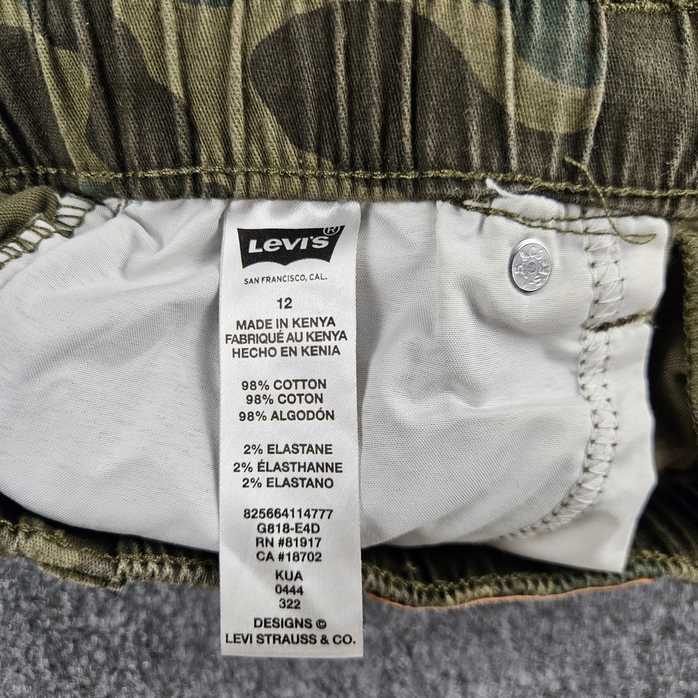 Levis Boys Camo Jogger Pants Green Brown Size 12 Reg Elastic Waist Drawstring - Picture 6 of 10